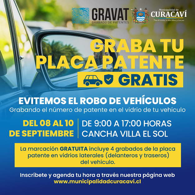 Servicio Grabado De Patente En Vidrio De Vehículos Municipalidad De Curacavi 8695